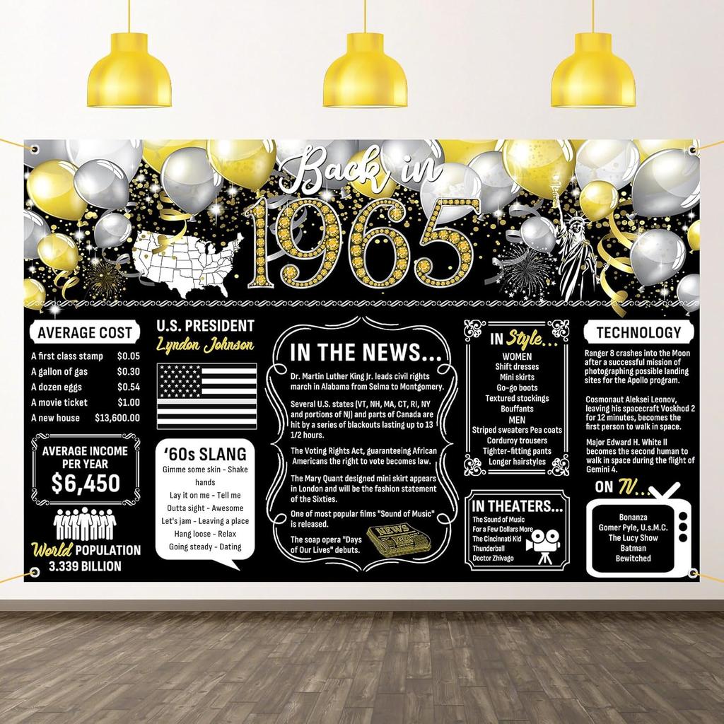 50th Birthday Black Gold Party Decoration Back In 1976 Backdrop Large Banner Birthday Party Poster Supplies Vintage 1976 Photography Background for