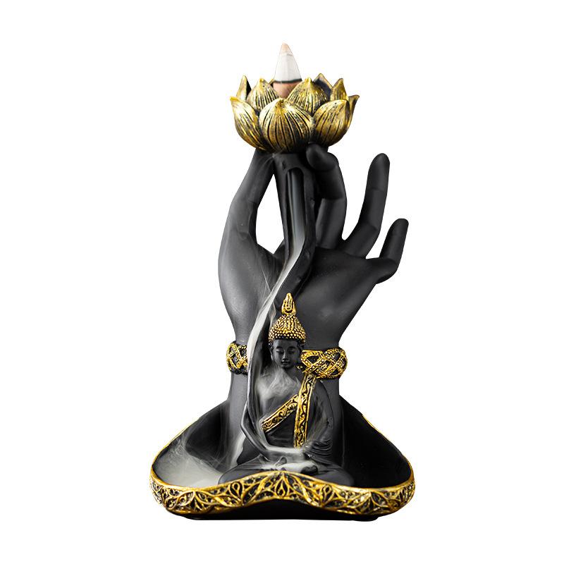 Meditating Buddha Incense Burner Zen Resin Holder for Cone Incense Serene Home Decor Altar Accessory for Meditation Calming Gift
