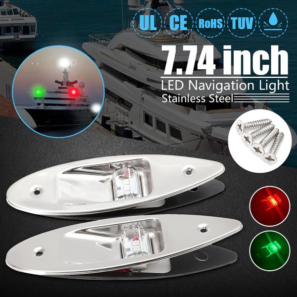 MARINE BOAT NAVIGATION SIDE LIGHT PAIR VERTICAL MOUNT RED GREEN SPLASH PROOF 12V