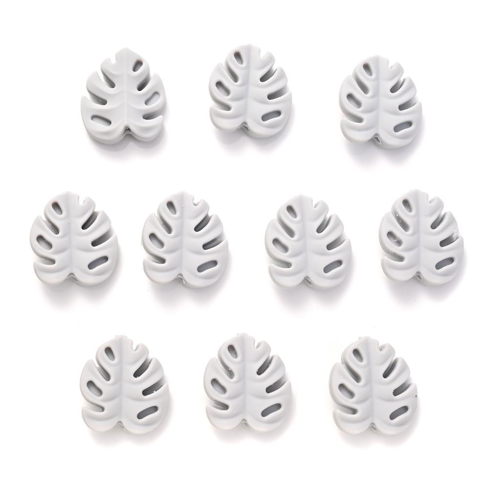 10Pcs Cartoon Leaf Silicone Beads Baby Teether Toy Infant Pacifier Chain Chewable Nursing Teether For DIY Handmade Accessories