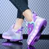 Dzieci Dwie Dziewczynki Kółka Świecące Luminous Sneakersy Obcasy Różowe Światło Led Buty Wrotki Dziecięce Buty Led Ładowanie USB Moda