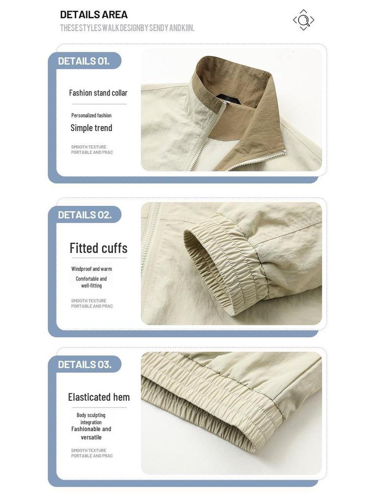 Unisex Retro Color Block Lapel Jacket for Spring/Autumn 2026 - No-Hood Baseball Style