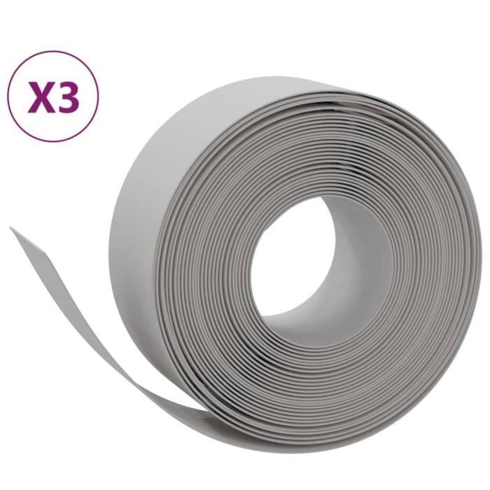 VidaXL Bordures de jardin 3 pcs gris 10 m 20 cm polyéthylène 3155453