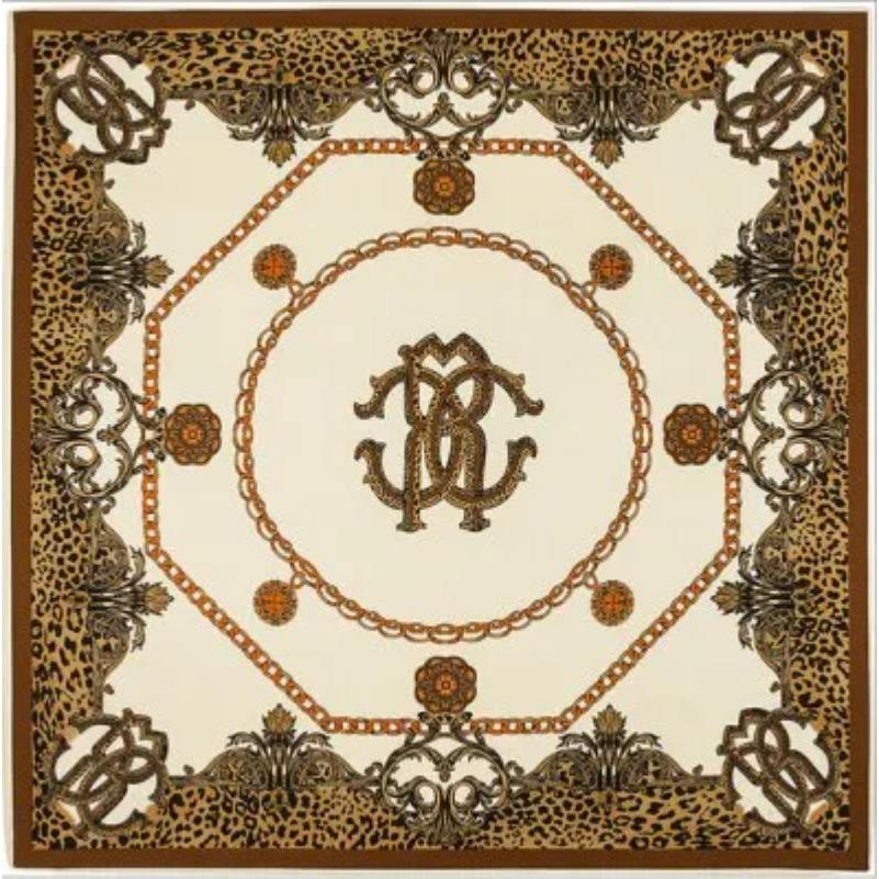 POBING Silk Scarf Luxury Brand Melt Chain Neckerchief Muslim Headscarf Square Scarves Lady Foulard Female Bandana 100*100CM