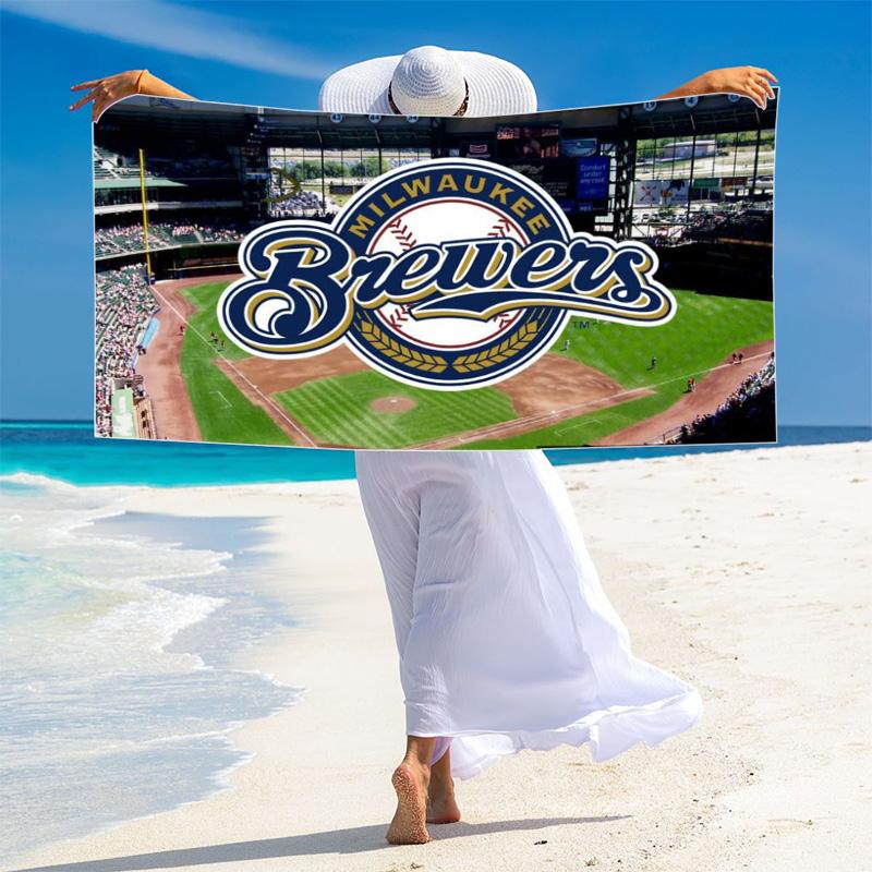 Milwaukee Brewers Logo Print Beach Towel, Large Soft Quick Dry Towel for Beach Camping Swimming