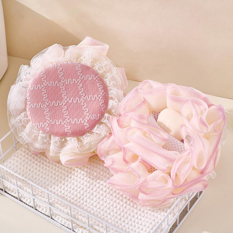 Two-In-One Bath Towel Can Put Soap Bath Ball Portable Double-Sided Foaming Net Bags Bath Flowers Body Skin Care Exfoliation