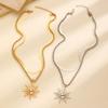 Exaggerated Big Sun Pendant Necklace for Women Trendy Double Layer Snake Bone Chain Necklace Summer Jewelry Accessories