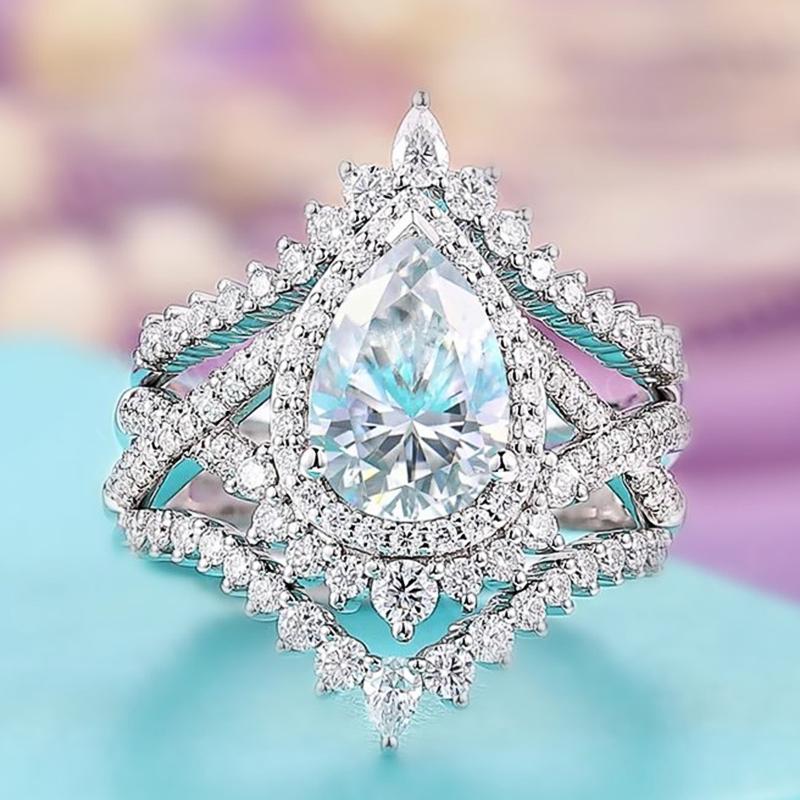 

Huitan великолепный грушевидный кубический цирконий набор колец для женщин новые модные свадебные аксессуары темперамент женские ювелирные изделия прямая поставка 10