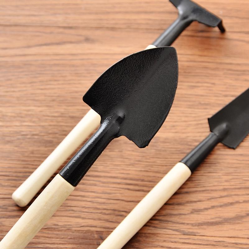 3 Piece Set Mini Gardening Potting Tools Wooden Handle Shovel Rake Shovel Multifunctional Household Plant Bonsai Tools