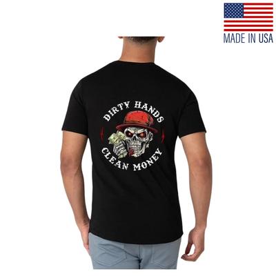 Schmutzige Hände Sauberes Geld Print T-Shirt Unisex Arbeitskleidungsstil T-Shirt Fan-Made Nachdruck