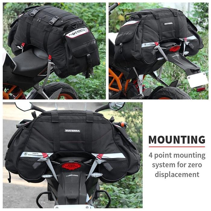 ViaTerra Claw 72L Waterproof Motorcycle Tail Bag Black