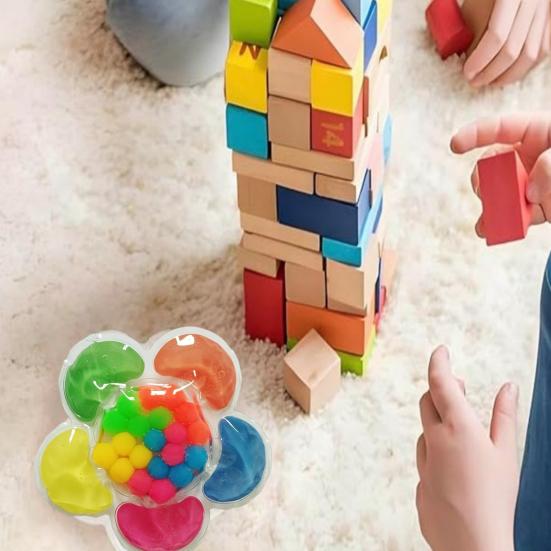Kids Color Sorting Sensory Toy Fine Motor Skills Portable Toddlers Color Learning Educational Colorful Rubber Beads Squeeze Matching Game