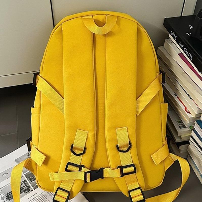 School Bag New High Value Solid Color Simple Backpack Junior High School Students Light Travel Spring Outing Large Capacity Backpack