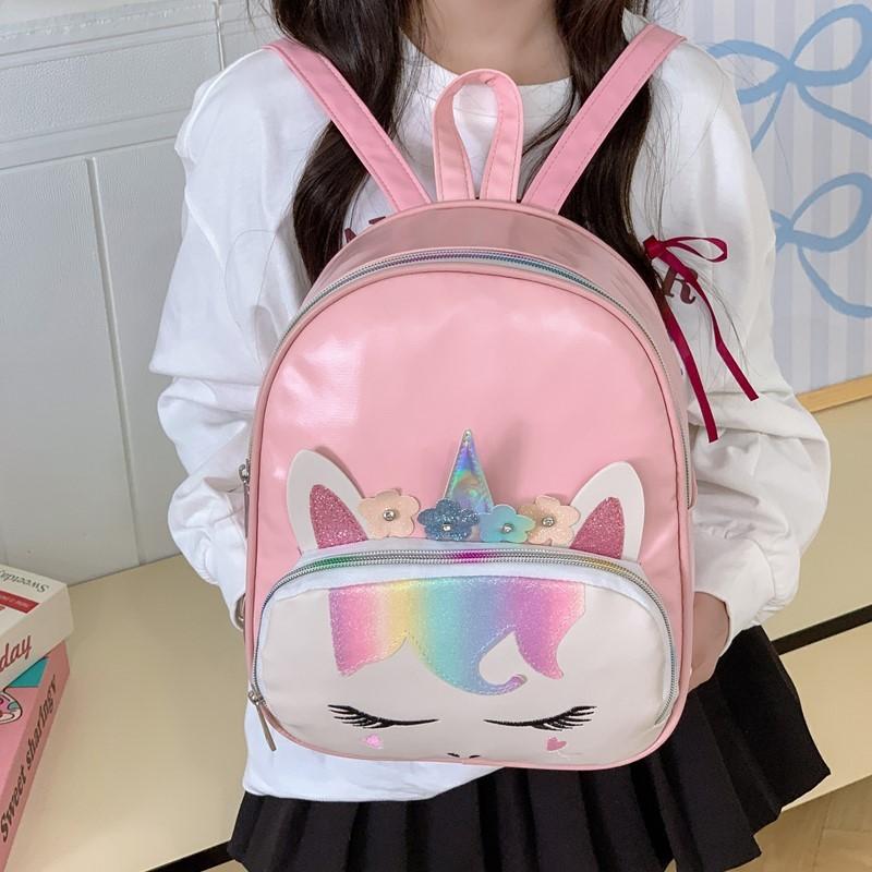 Print Fashion Unicorn Sequins Cartoon Kids School Backpack With Straps Curved