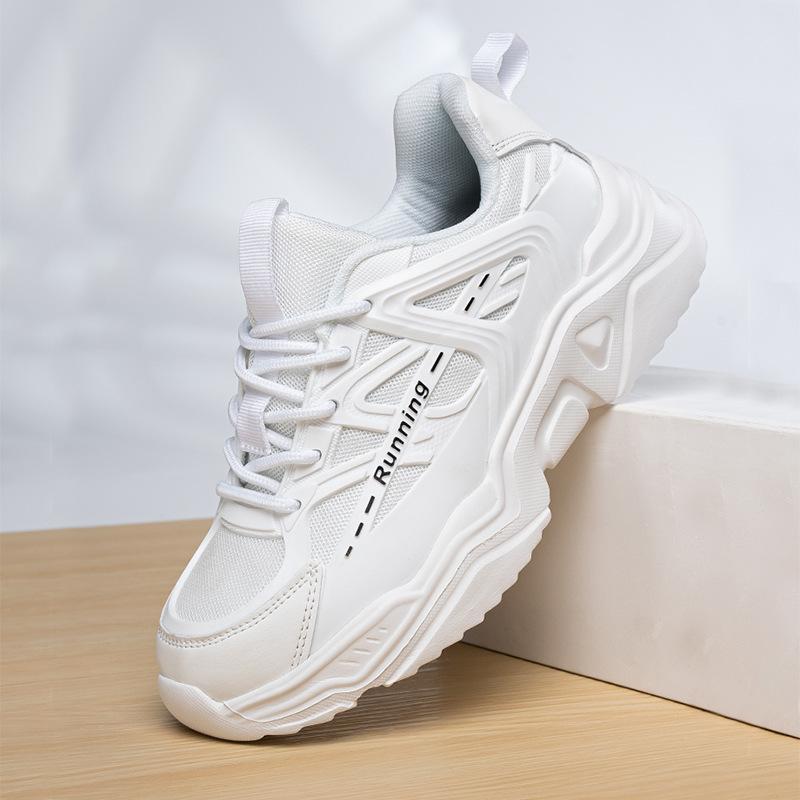 Fashion Trendy Breathable Mesh Spring Autumn Couple Style Thick Soled Running Shoes Casual Versatile Simple Comfortable Sports Shoes