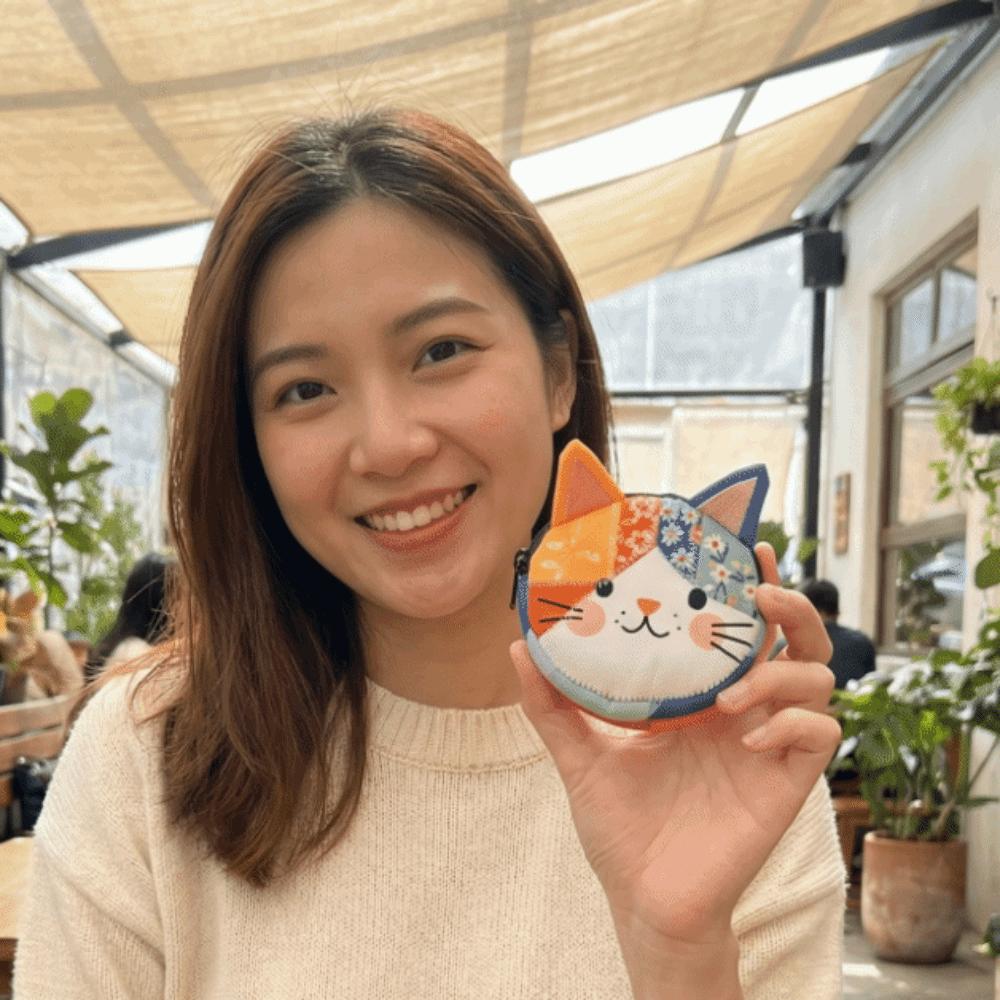 Portable Patchwork Coin Purse Small Size Cute Pattern Cat Storage Case Large Capacity Zipper Design Stationery Pouch Household