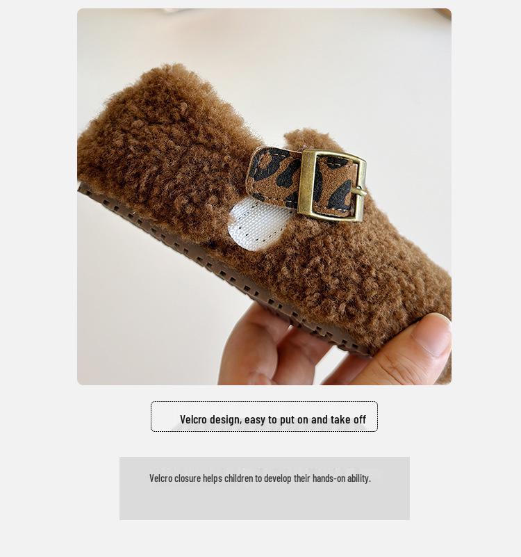 Winter Warm Fleece Baby Shoes: Soft Sole, Closed Heel, Thick Cotton for Girls