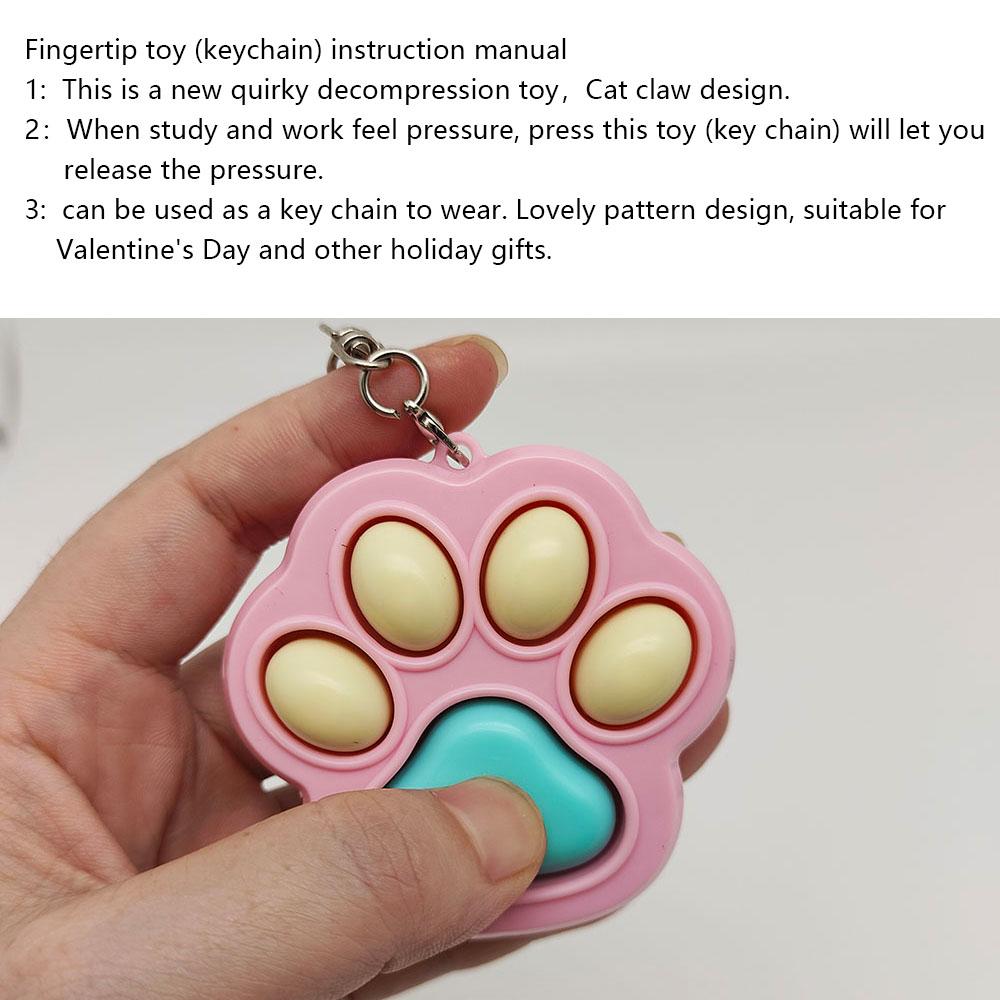 Cartoon Kawaii Cat Claw Button Decompression Toy Key Ring Pendant Cute Couple Car Bag Pendant Creative Keychain