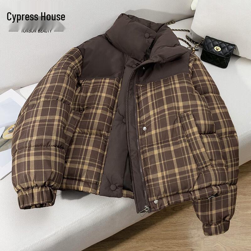 

Women s Color-block Plaid Padded Jacket M