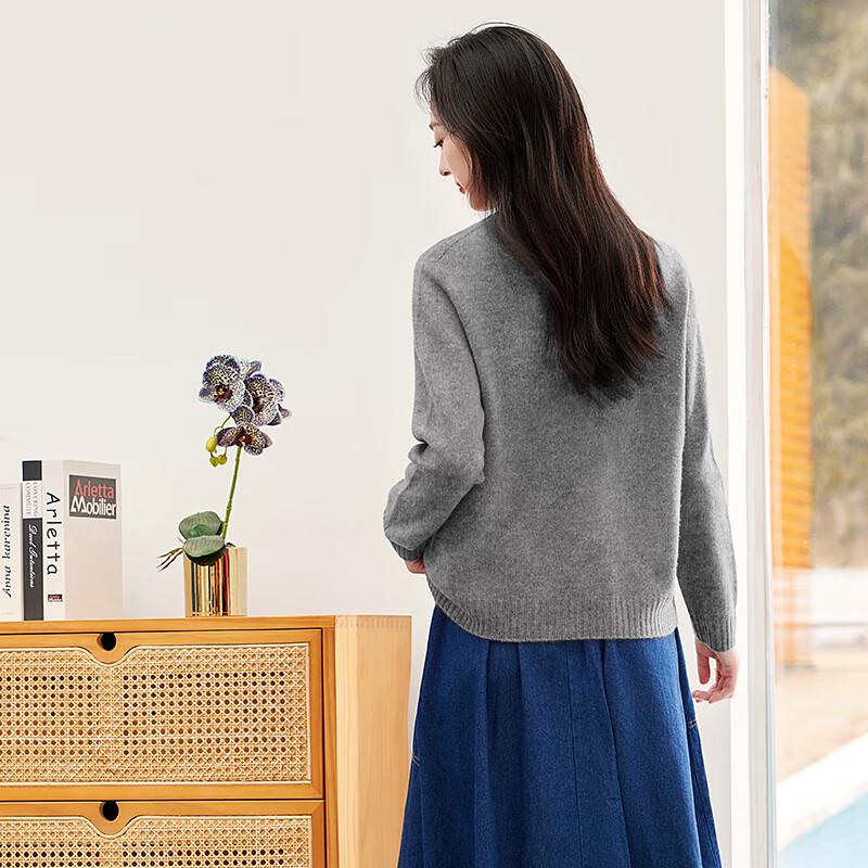 VICTORIA&VERA Women's Merino Wool Loose-Fit Long Sleeve Knit Sweater