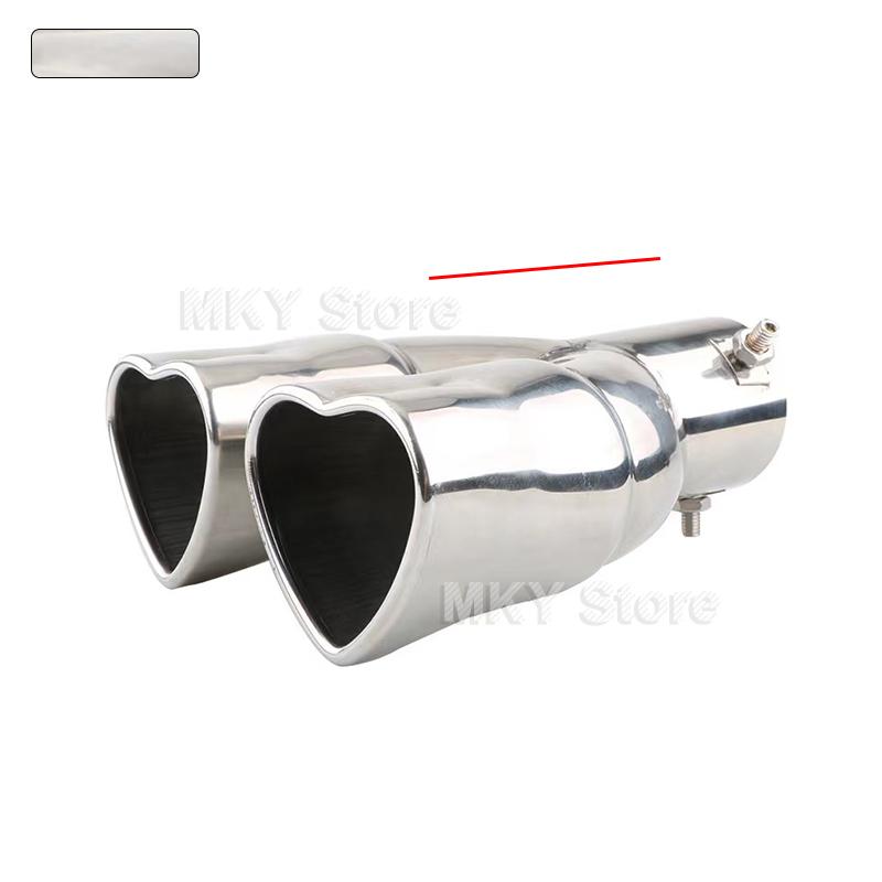Universal Heart Shaped Car Exhaust Tail Pipe Muffler 2.5 Inch Heart Edge Car Stainless Steel Outlet Muffler Tip Pipe
