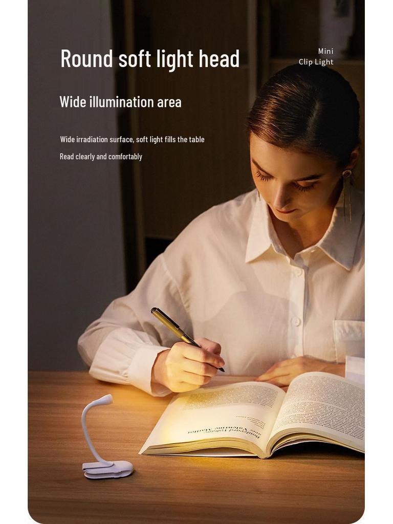 Compact USB Rechargeable LED Desk Lamp - Eye-Friendly Reading Light & Student Gift