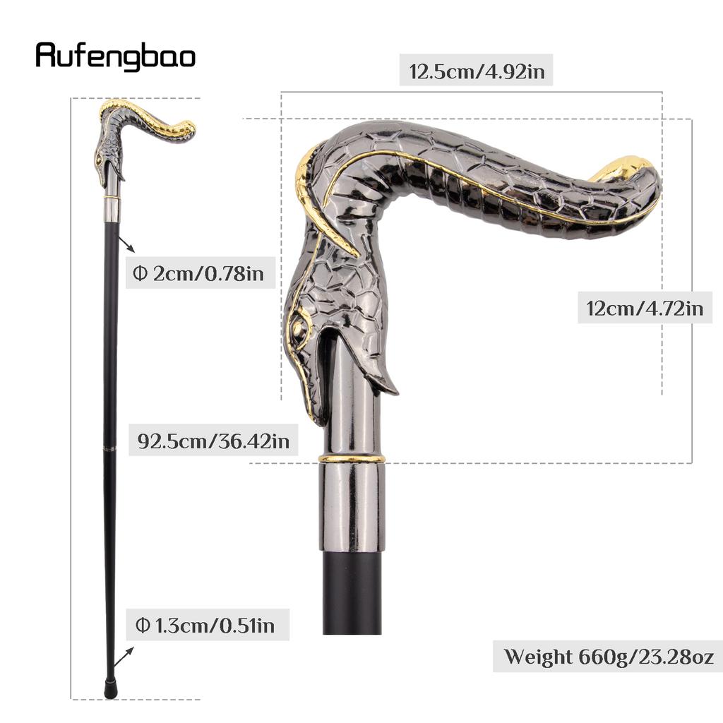 Gyllene Svart Orm Mode Promenadkäpp Dekorativ Vampyr Cospaly Vintage Fest Trendig Käpp Halloween Kräkla 93cm