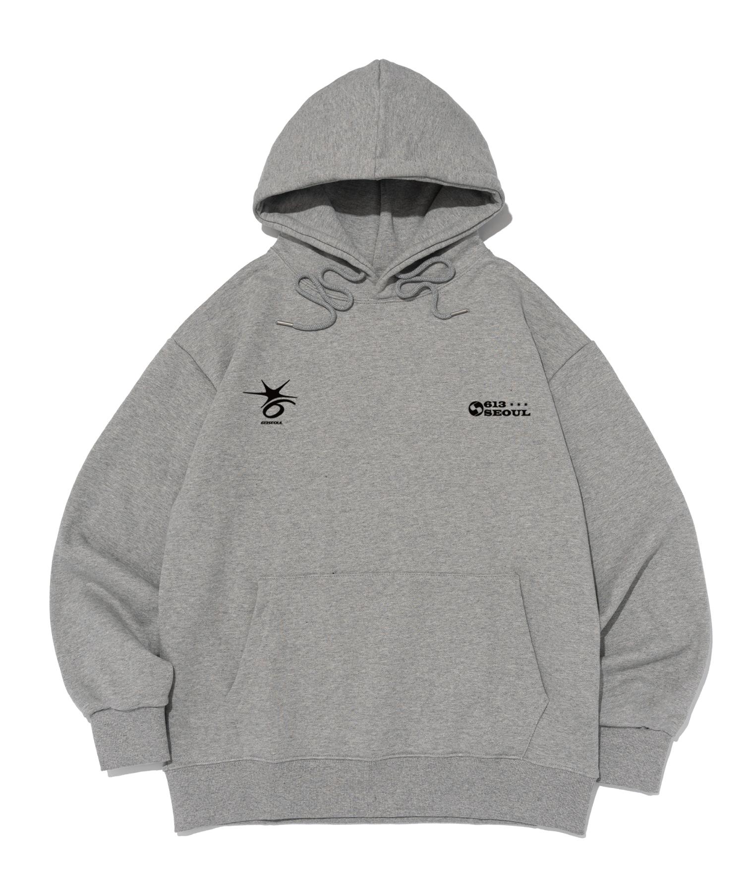 613 Seoul Crack Stitch Point Logo Hoodie (Gray) L (No Brushed Fabric)