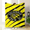 Columbus Crew Logo Black and Yellow Printed Flannel Blanket for Bedroom, Living Room, Sofa, and Nap