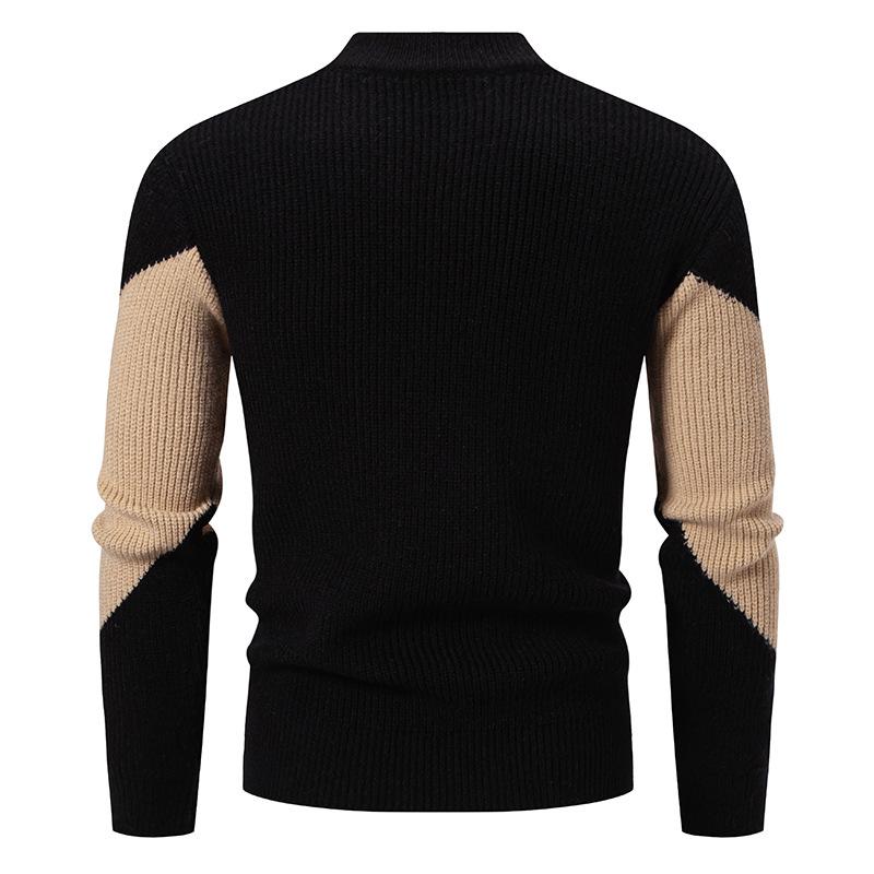 Men's Winter Thick Knit Color-Block Patchwork Sweater