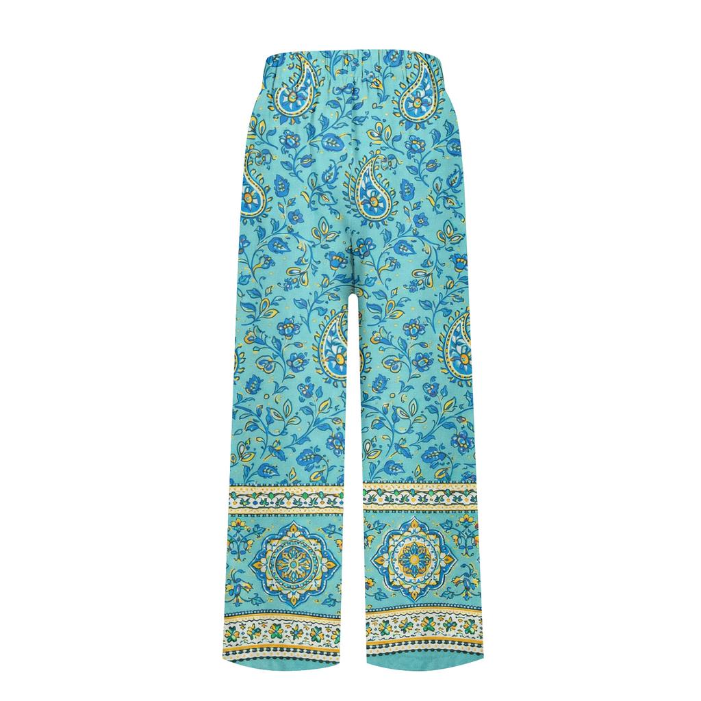 Women's Casual Fashion Printed Straight Leg Pants Pants With Pockets