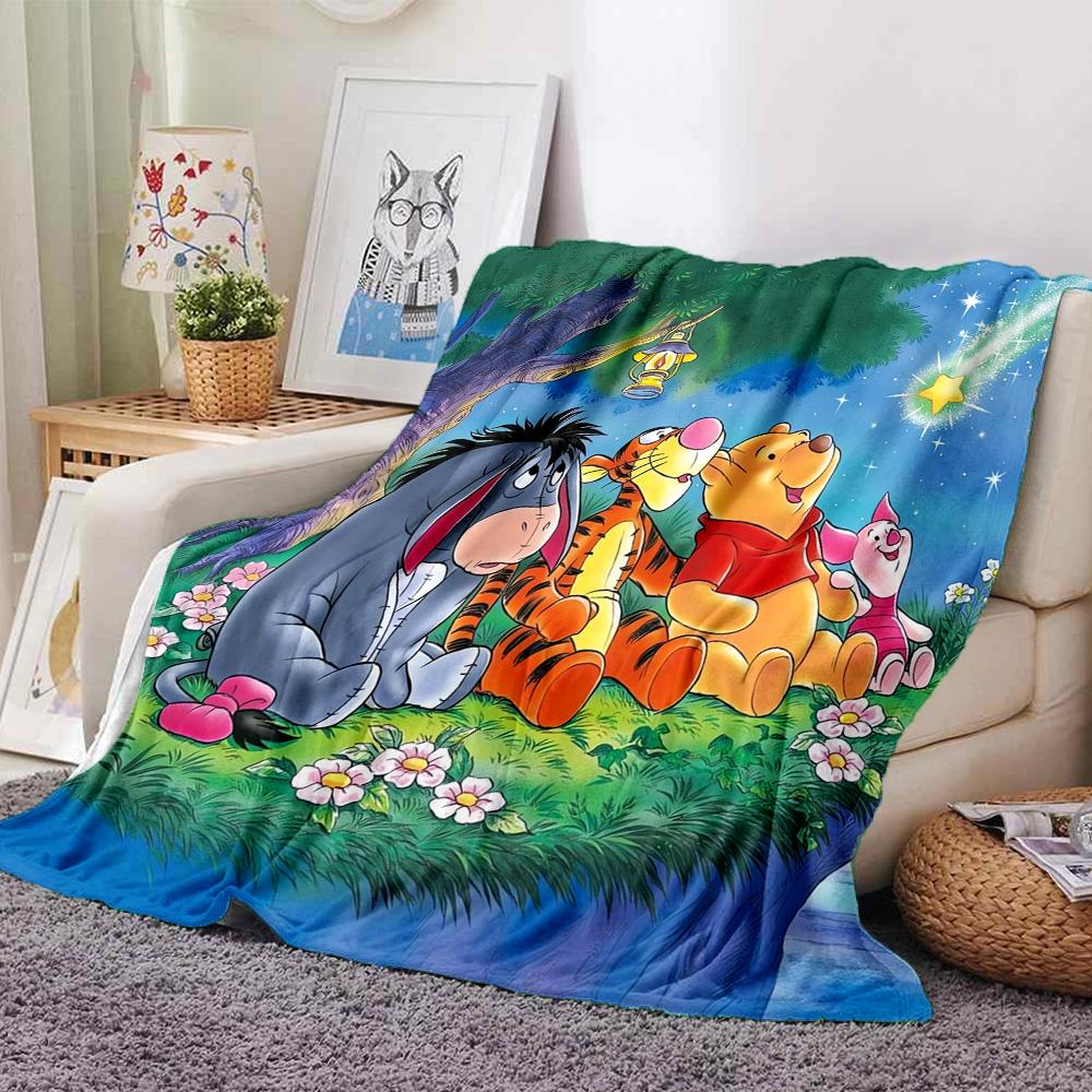 Winnie Pooh Friends Flannel Blanket Super Soft Warm Cozy Blanket For Sofa Bed Office Travel Allseason Home Decor Gift