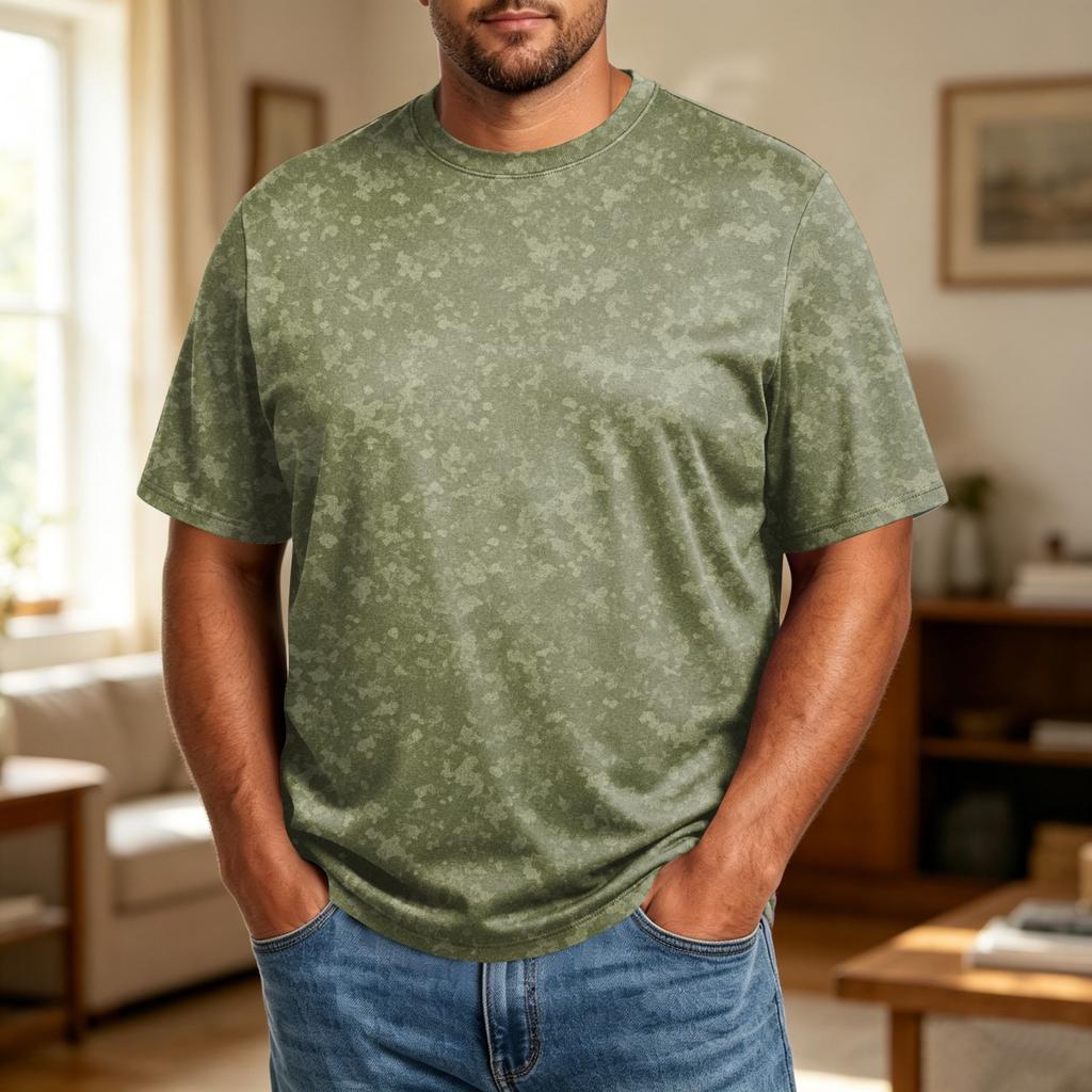 Men's Big Size Comfortable Breathable Casual Loose Fit T-Shirt Soft Fabric Crew Neck Short Sleeve Top for Everyday Wear