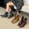 Niche Retro V-mouth Pointed Short Boots Children's New Thick Heel Fashion Silver Western Cowboy Boots