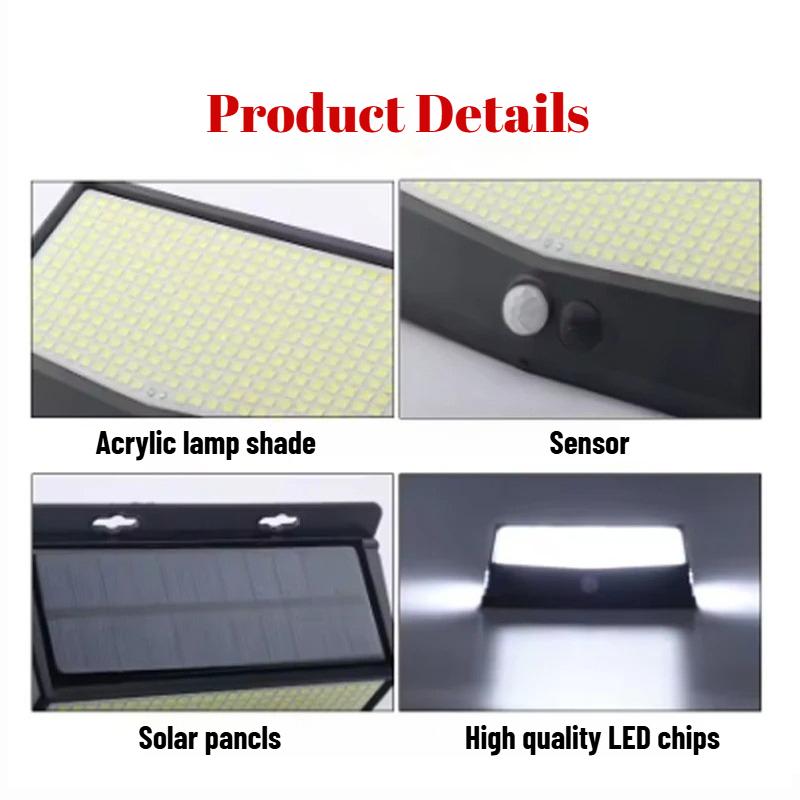Solar Motion Lights Outdoor 468LED 3 Modes Solar Fence Lights Waterproof Solar Security Lights Yard Door Patio Garage Step 180° Lighting Angle