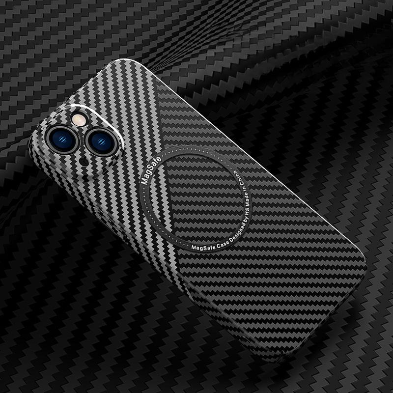 

Apple 16 Магнитный чехол для мобильного телефона с присоской, узор из углеродного волокна, iPhone 15 Матовый, подходит для 14ProMax, Противоударный защитный чехол из ПК iPhone15