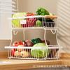 Nordic Vegetable and Fruit Basket Double-layer Wooden Hand Basket Removable Storage Basket Kitchen Countertop Hanging Banana Fruit Storage Rack