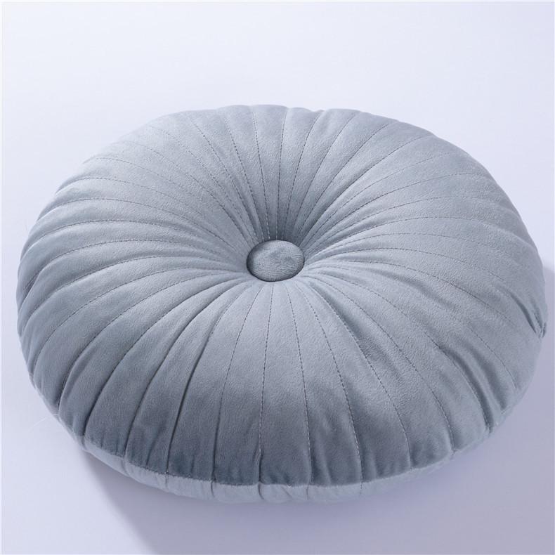 Nordic Quilted Pumpkin Throw Pillow - Solid Color Round Cushion for Living Room & Bay Window