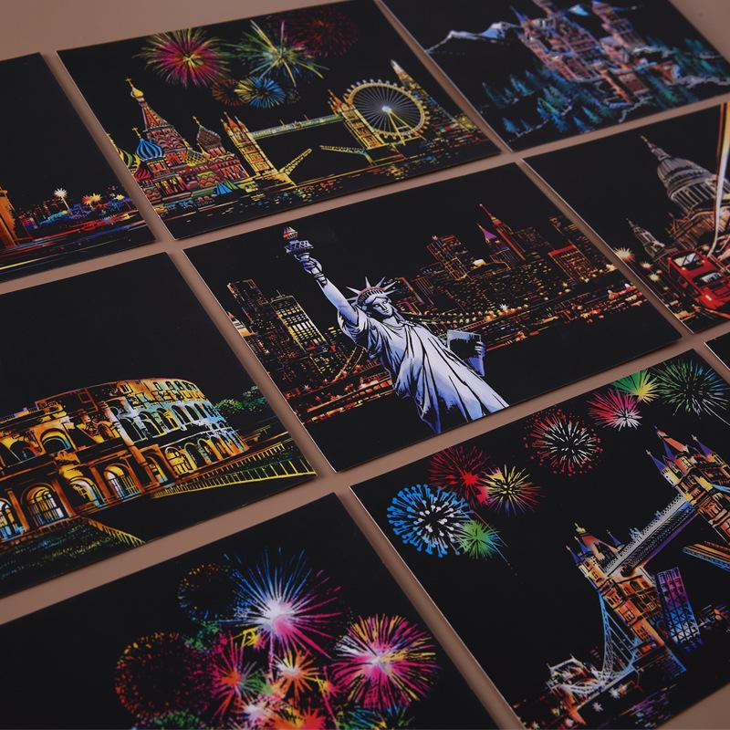 YUELU Colorful City Night Scene Scratch Art - Small Size