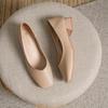 2023 Retro Soft Leather Square Toe Medium High Heel Women's Shoes