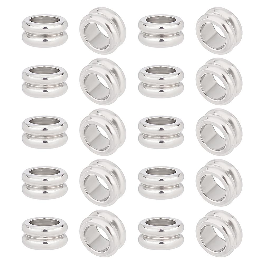 1box 304 Stainless Steel Beads Column Stainless Steel color 8x4mm Hole: 5mm 100pcs/box