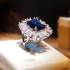 Anillos de Circonita Cúbica Azul/Blanco Brillante Plateado Para Mujer Boda Compromiso Fiesta Anillos Nobles Regalo de Aniversario Joyería