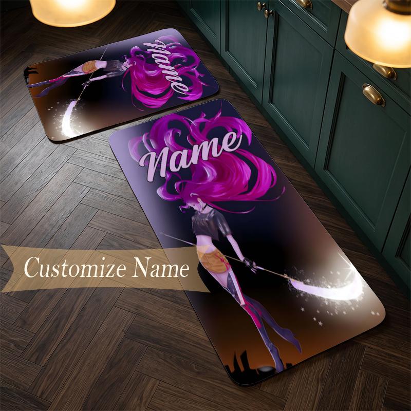 mira (14) Customize Name Flannel Kitchen Mat Soft Non-Slip Kitchen Floor Runner Rug for Home Kitchen Decor