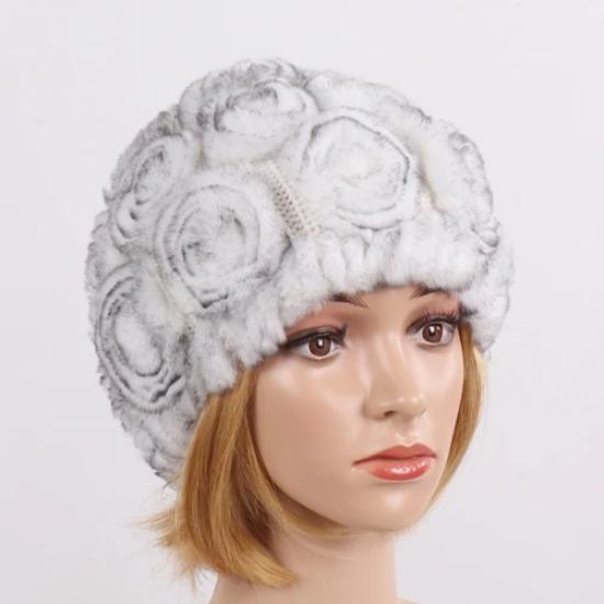 

Новое поступление Зимний Цветочный Теплый Натуральный Мех Рекса Кролика Шарф Шапка Комплекты Цветы Женские Шарфы Шапки из Натурального Меха Муфты Шапка