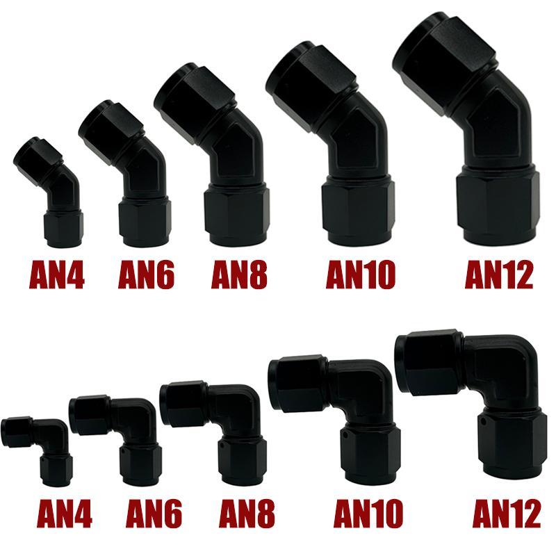 4AN 6AN 8AN 10AN 12AN Female Thread To Hose End Pipe Adapter for Braided Line 45 90 Degree Swivel Elbow Oil Cooler Hose Fittings