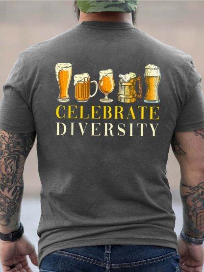Unisex Celebrate Diversity Beer Cotton Crew Neck Tshirt