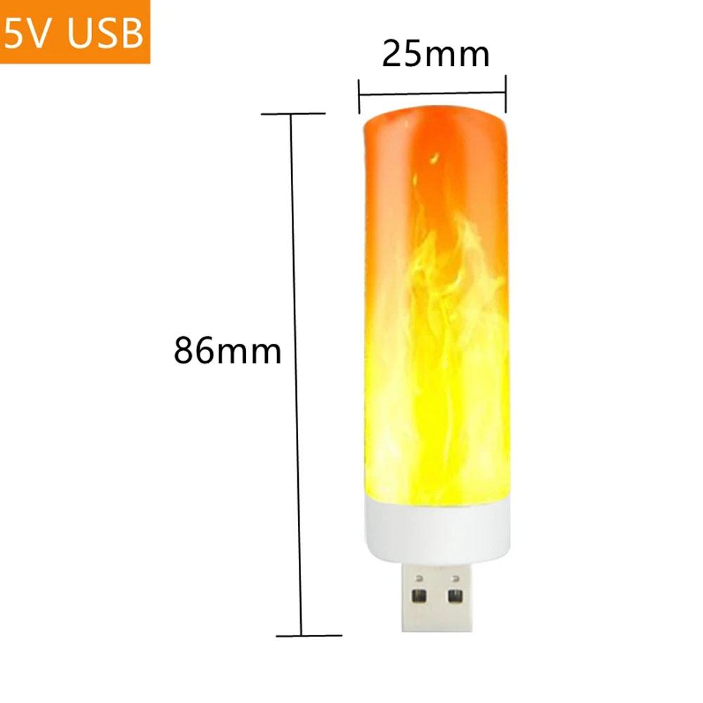 

5V USB LED Динамічне Полум я Миготливе Атмосферне Світло Полум я Полум я Свічки Світло Портативна Лампа для Читання Кемпінгове Освітлення Декорація Спальні Size B