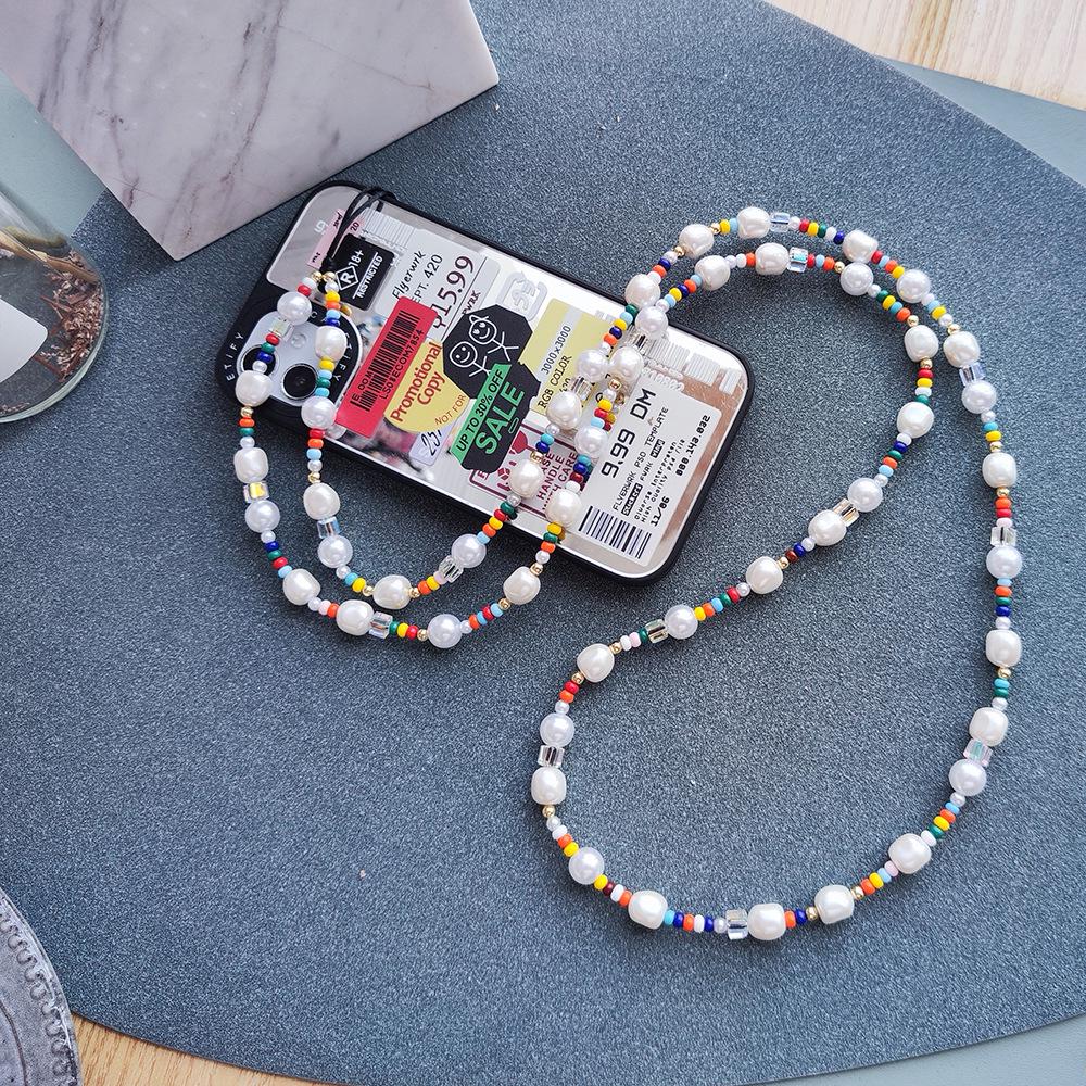 KKBEAD Pearl Phone Chain & Colorful Lanyard for Girlfriend's Mobile Case