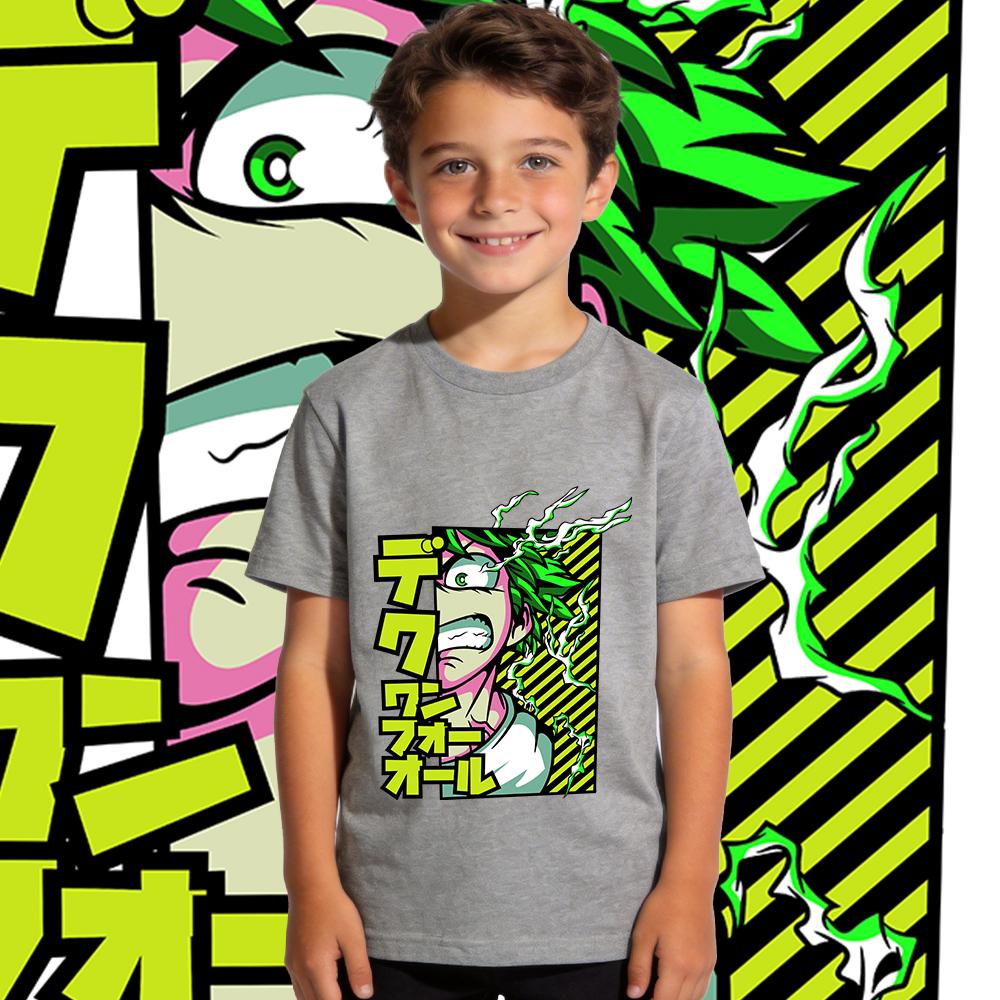 My Hero Academia Midoriya Printed Cotton T Shirt for Kids Boys Girls Casual Short Sleeve Tee