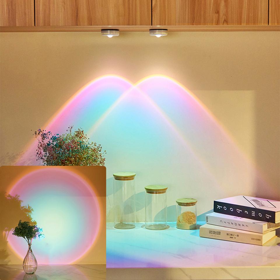 Wireless Sunset Lamp Night Light Projector Deoration Home Wall Lamp Led Lights For Room Kitchen Display Cabinet Cupboard Bedroom